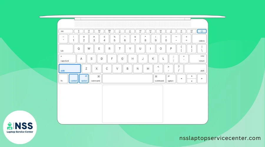 MacBook Press the Shift Ctrl Option Alt keys