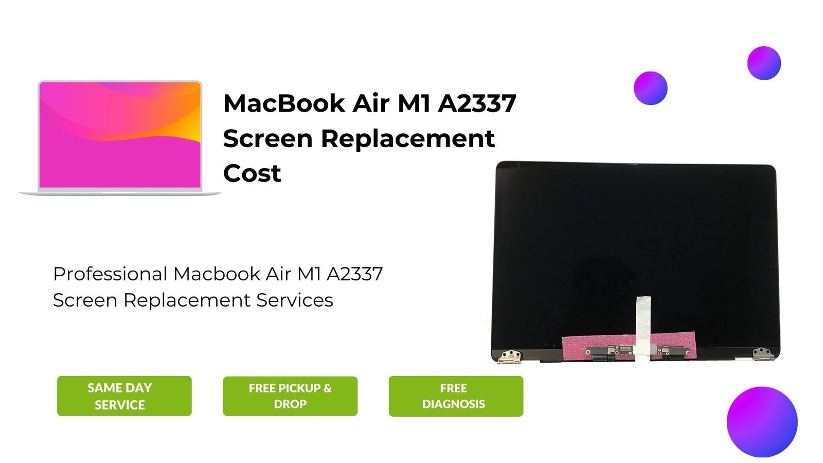 MacBook Air M1 A2337 Screen Replacement Cost