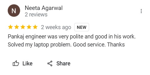 Neeta Agarwal - Review for Laptop Repair