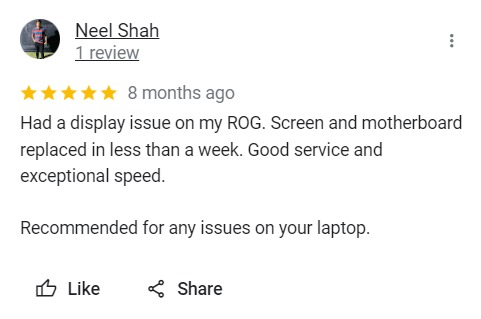 Neel Shah - Review for Laptop Repair
