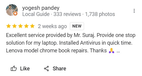Yogesh Pandey - Review for Laptop Repair