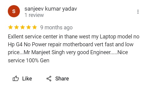 Sanjeev Kumar Yadav - Review for Laptop Repair