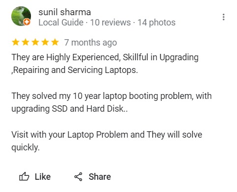 Sunil Sharma - Review for Laptop Repair