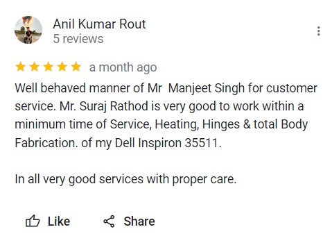 Anil Kumar Rout - Review for Laptop Repair
