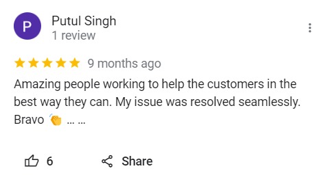 Putul Singh - Review for Laptop Repair