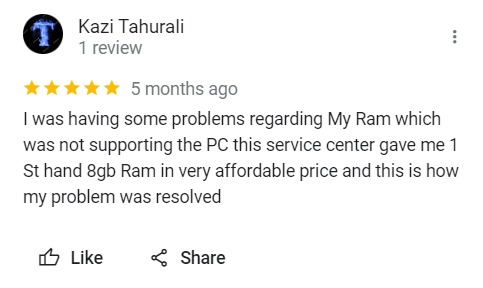 Kazi Tahurali - Review for Laptop Repair