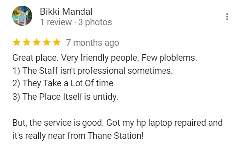 Bikki Mandal - Review for Laptop Repair