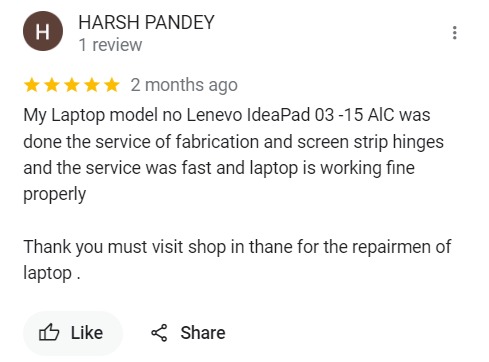 HARSH PANDEY - Review for Laptop Repair