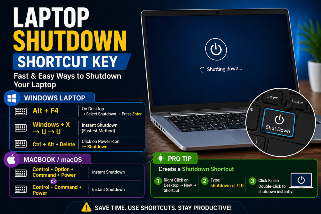 Laptop Shutdown Shortcut Key